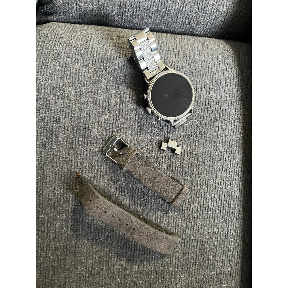 Fossil Gen 5 Smartwatch Silver Tone w/ Leather & Metal Bands Untested PARTS ONLY